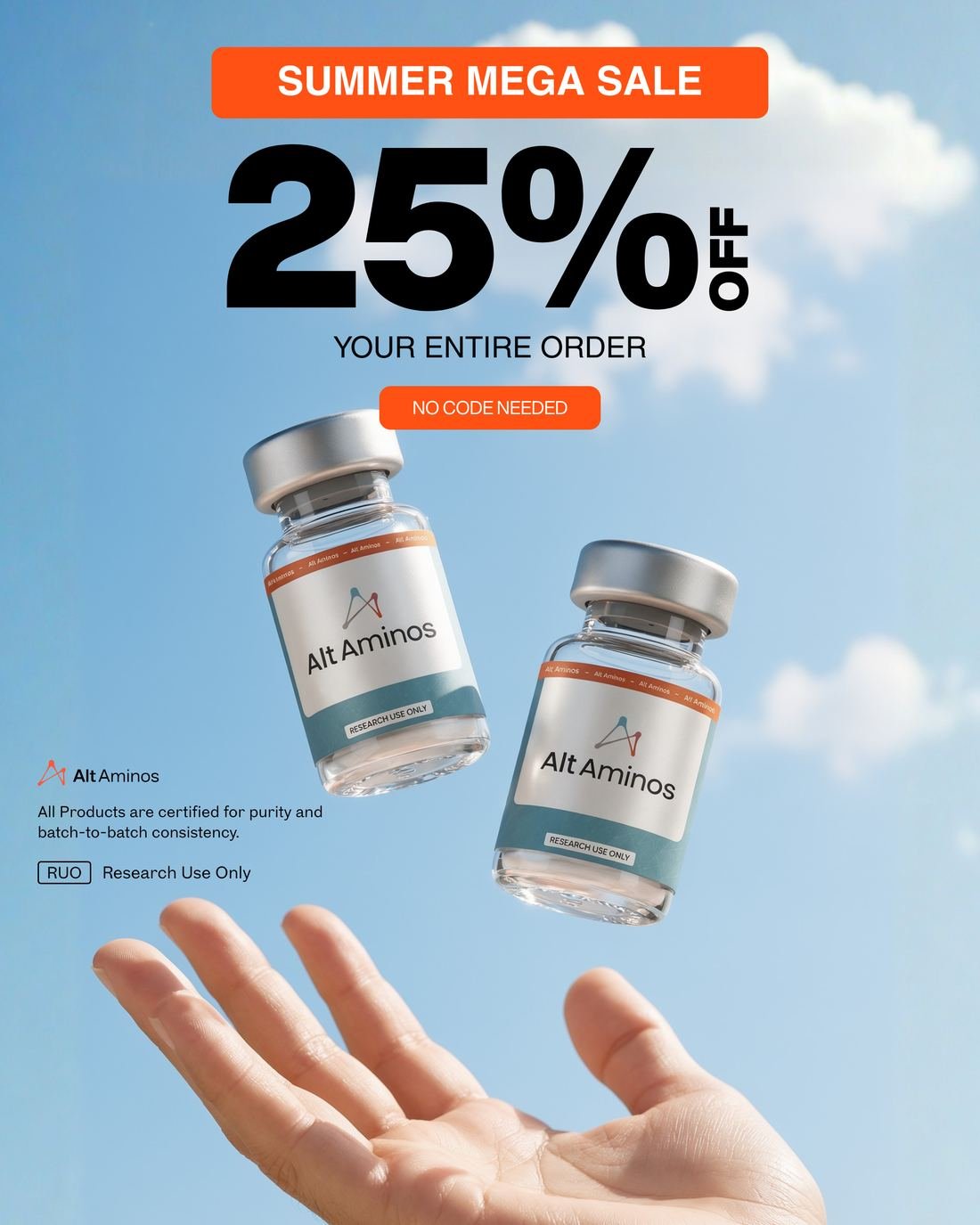 Alt Aminos ad creative — Summer mega sale · 25% off