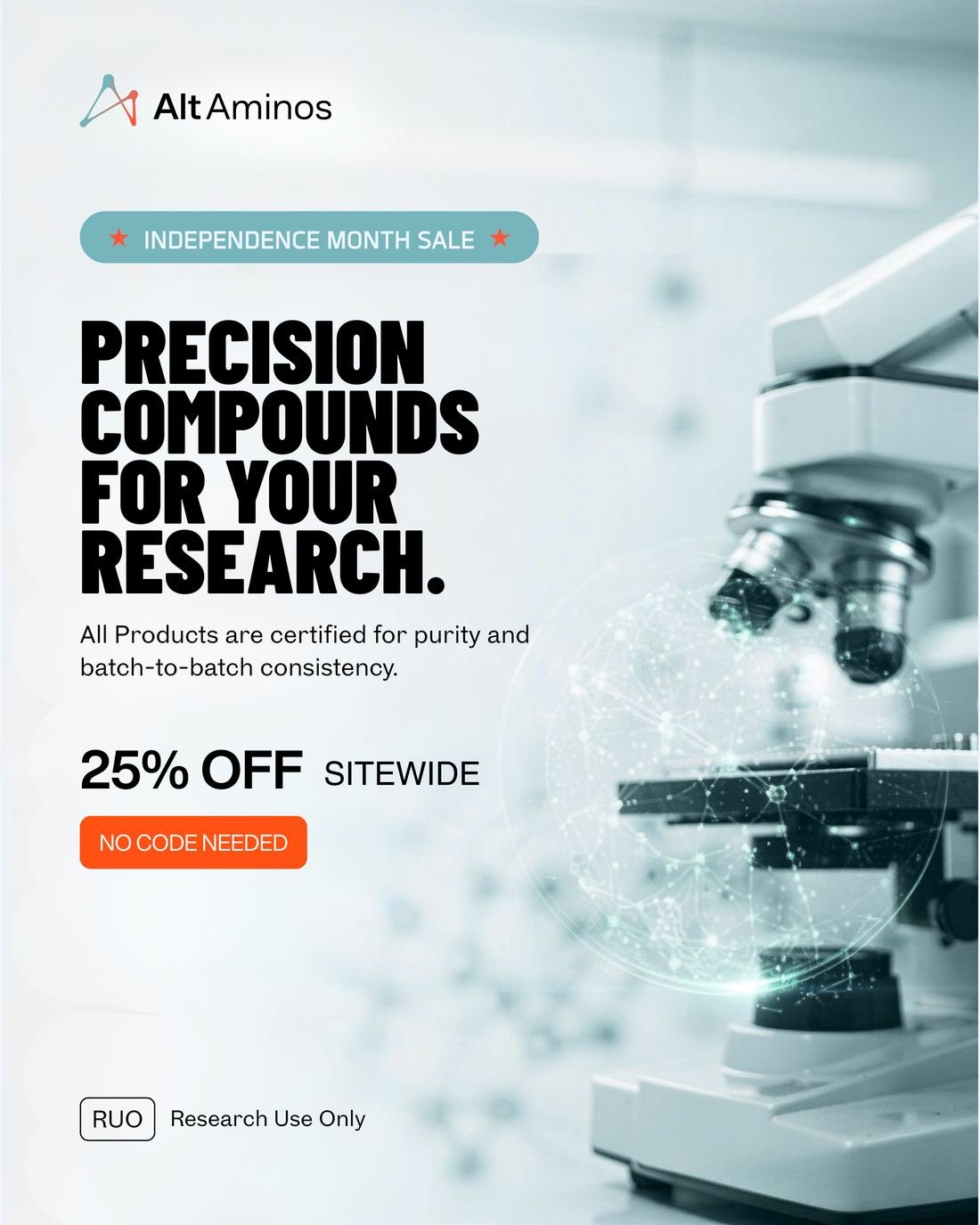 Alt Aminos ad creative — Independence month · 25% off