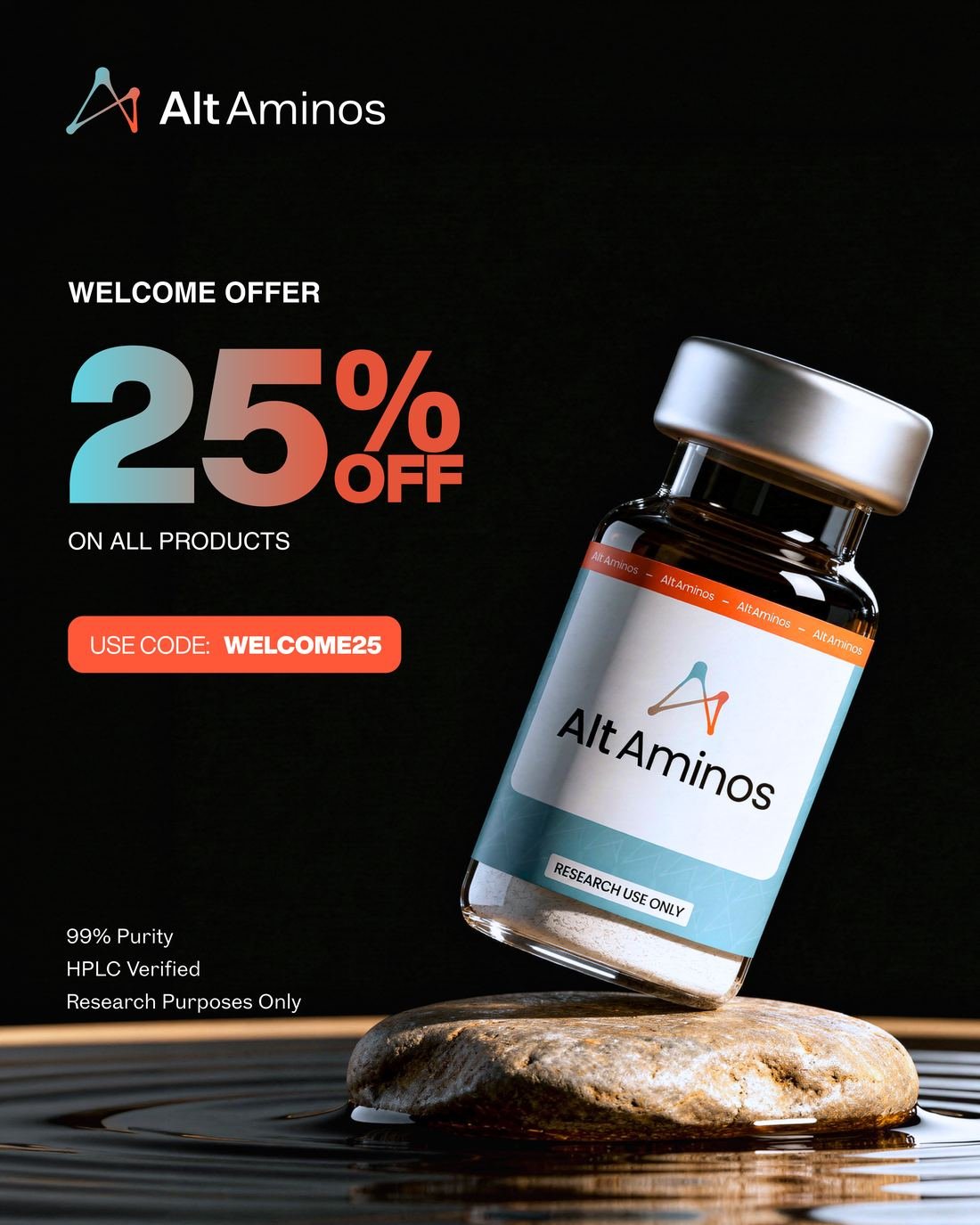 Alt Aminos ad creative — Welcome offer · 25% off