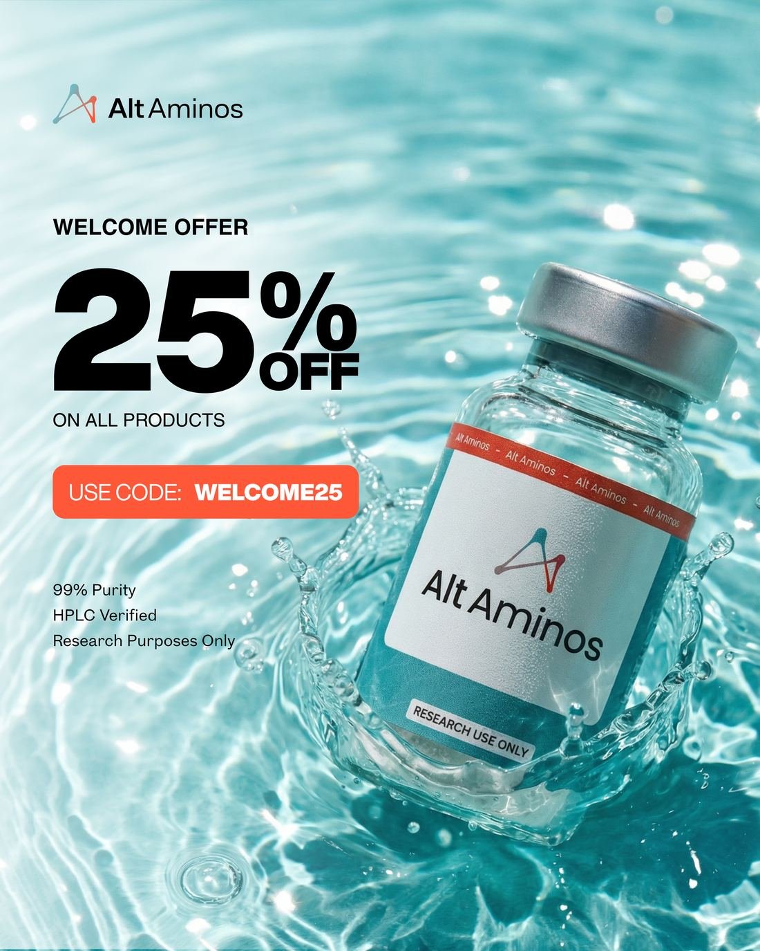 Alt Aminos ad creative — Welcome offer · 25% off
