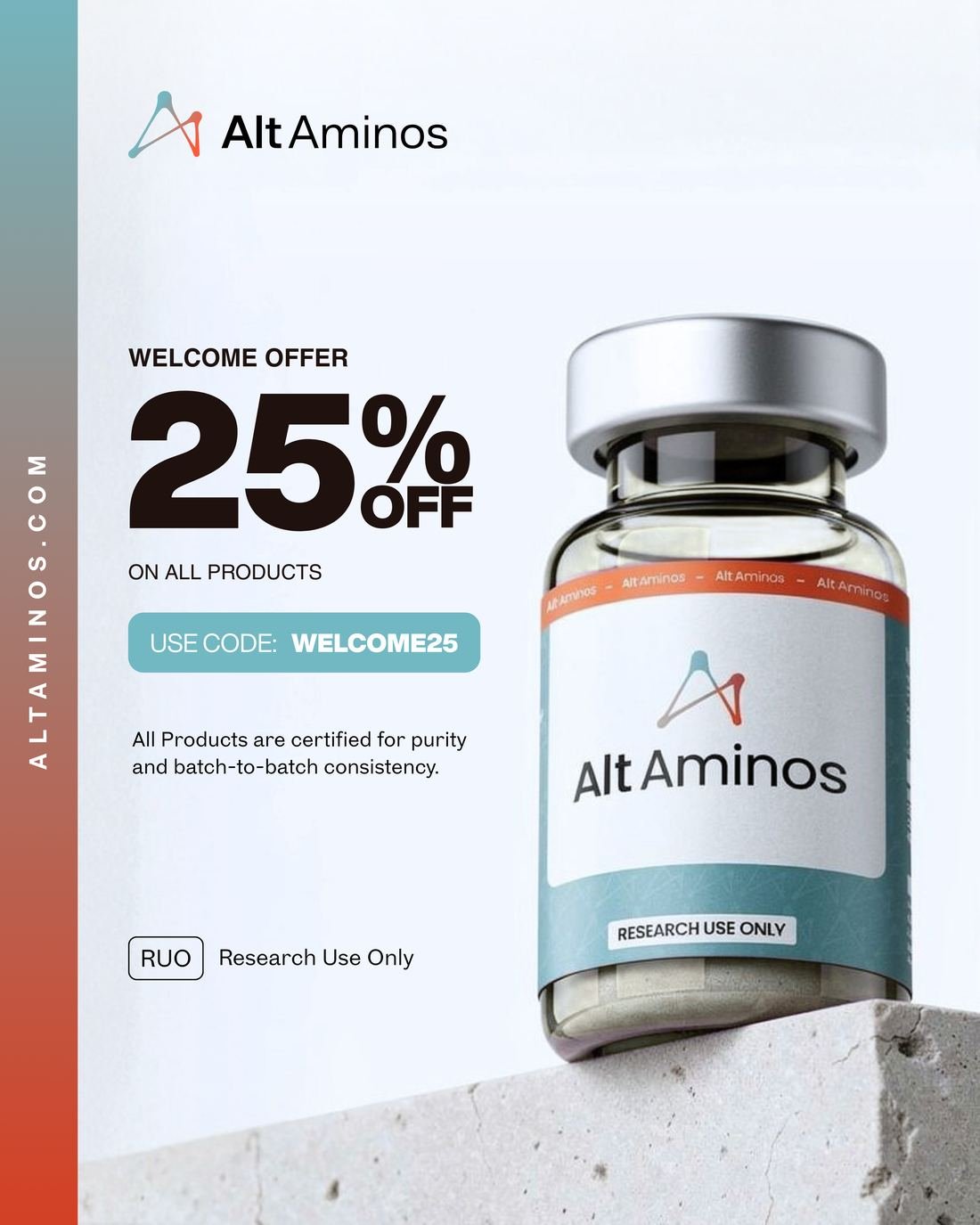 Alt Aminos ad creative — Welcome offer · 25% off