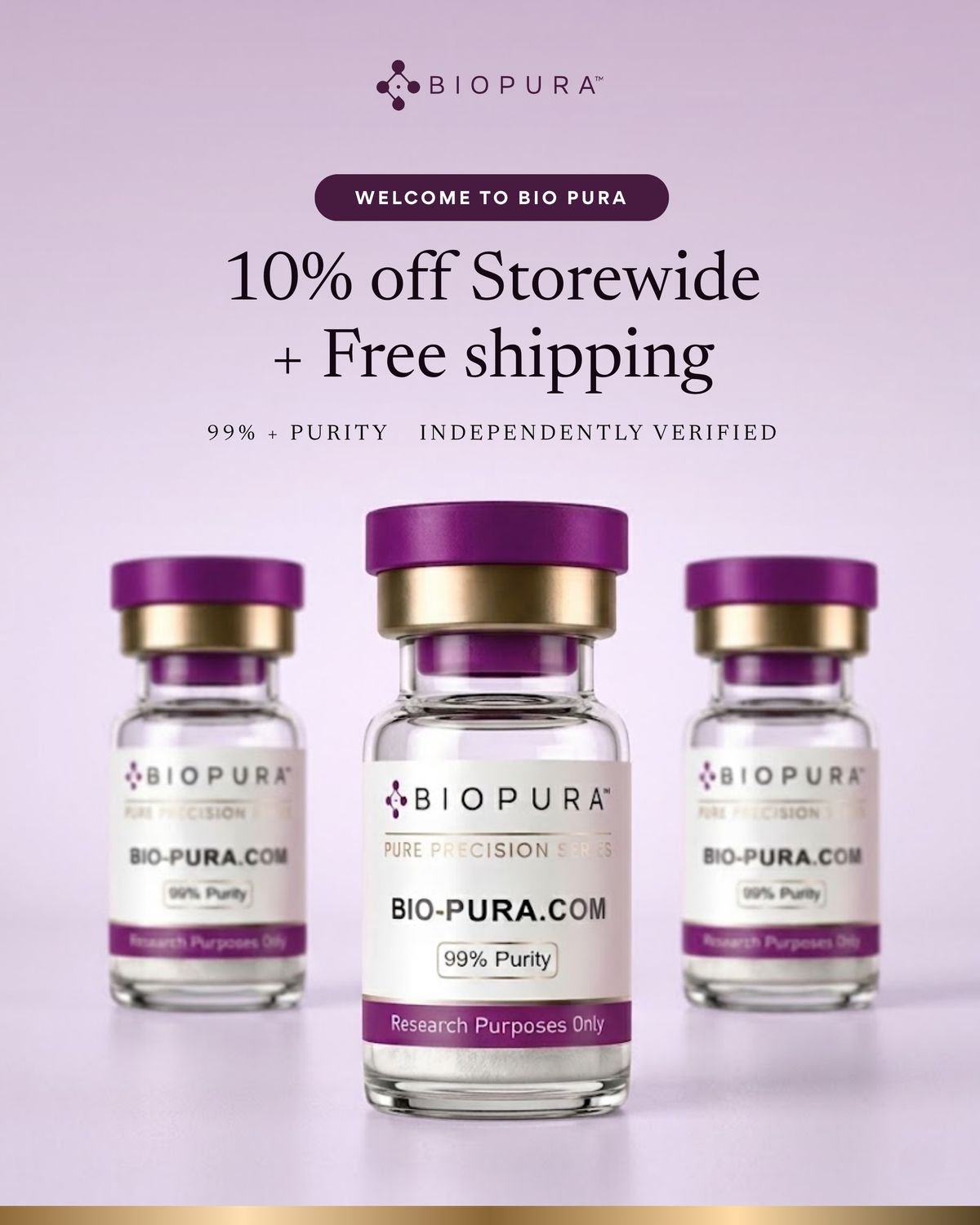 Bio Pura ad creative — Welcome offer · 10% storewide + free shipping