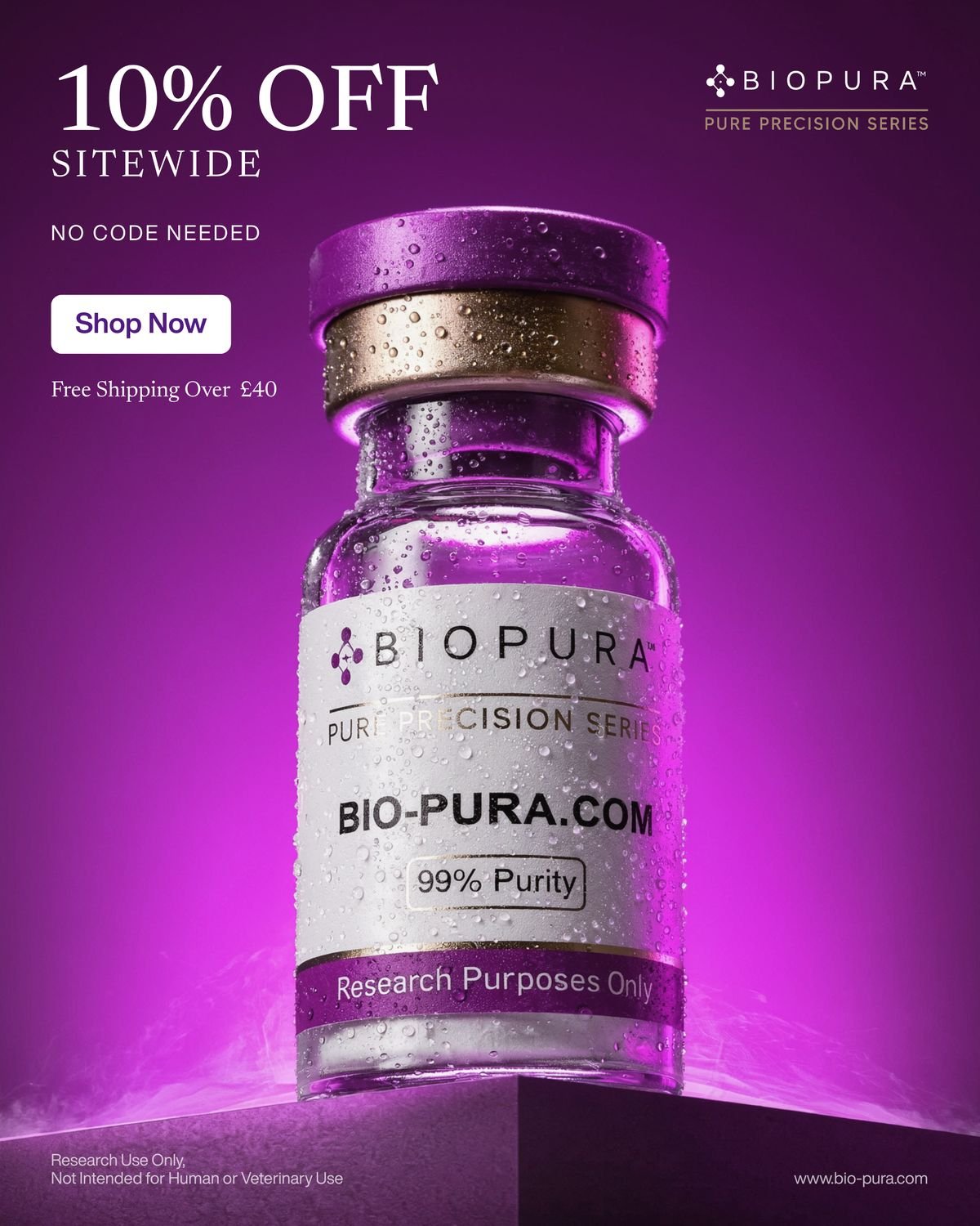Bio Pura ad creative — Sitewide · 10% off, no code needed