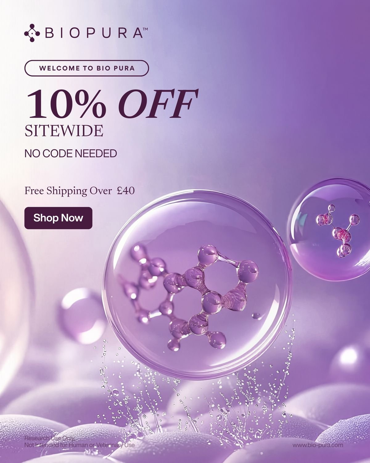 Bio Pura ad creative — Welcome offer · 10% off sitewide