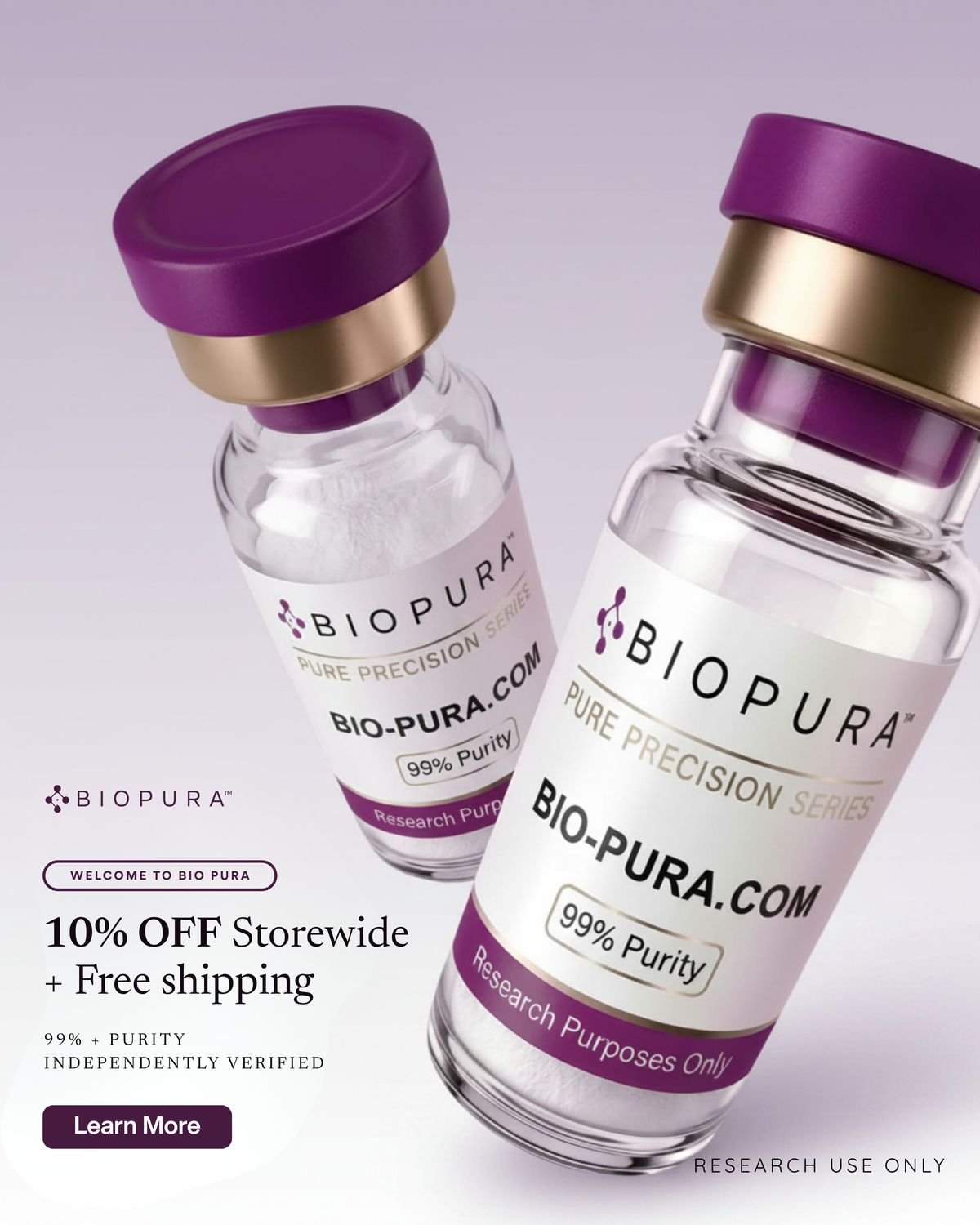 Bio Pura ad creative — Welcome offer · 10% storewide, learn more