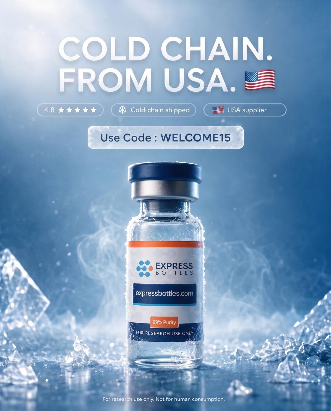 Express Bottles ad creative — Cold chain from the USA