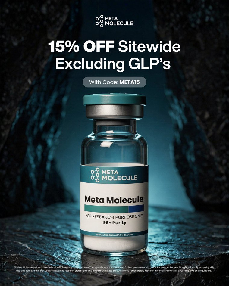 Meta Molecule ad creative — Seasonal sale · 15% off with code META15