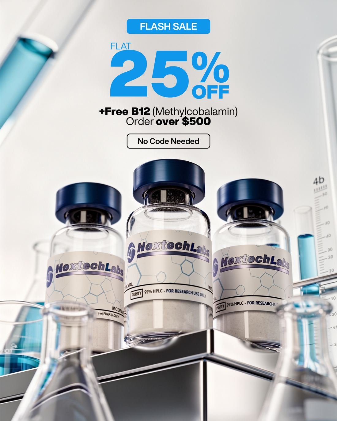 Nextech Labs ad creative — Flash sale · 25% off + free B12