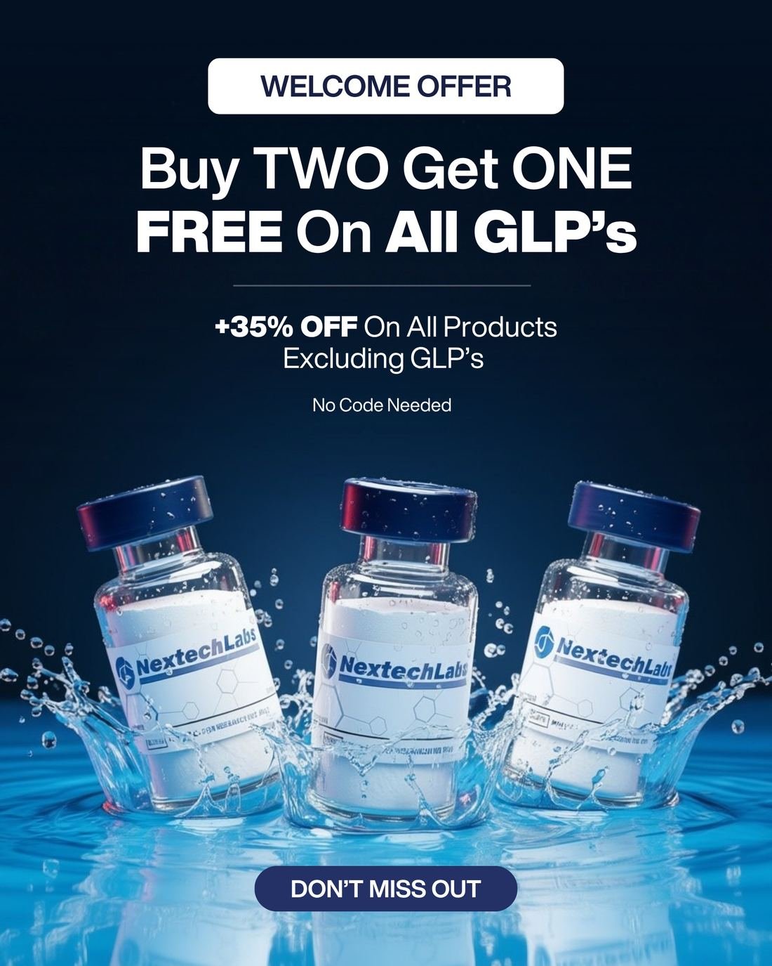 Nextech Labs ad creative — Welcome offer · BOGO + 35% off
