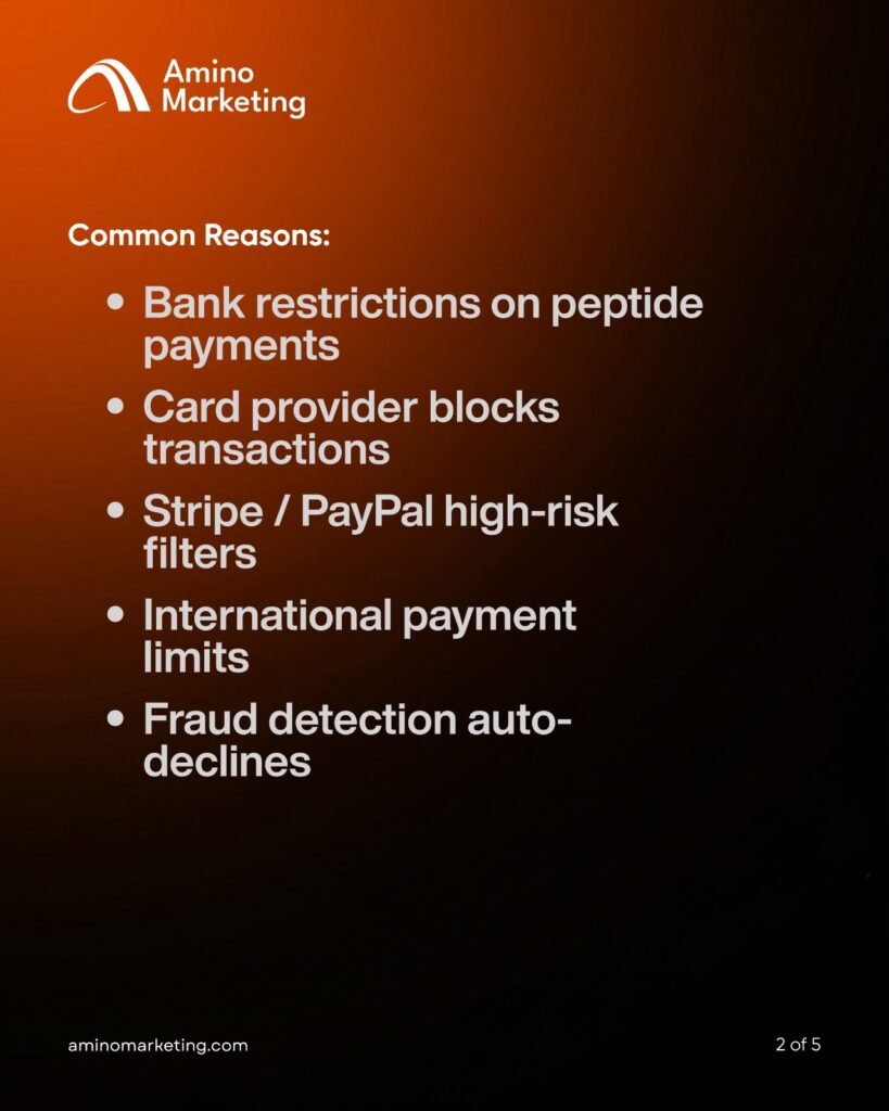 Common causes of credit card transaction declines in high-risk ecommerce.